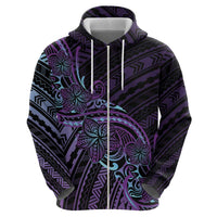 Teal Purple Polynesia Plumeria Tattoo Hoodie
