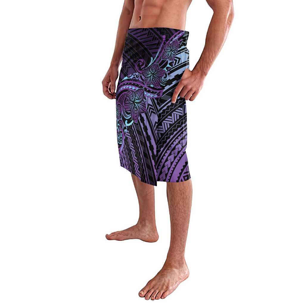 Teal Purple Polynesia Plumeria Tattoo Lavalava