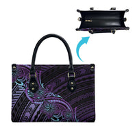 Teal Purple Polynesia Plumeria Tattoo Leather Bag
