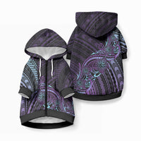 Teal Purple Polynesia Plumeria Tattoo Pet Hoodie LT14 Zip-up Purple - Polynesian Pride