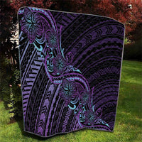 Teal Purple Polynesia Plumeria Tattoo Quilt