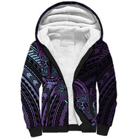 Teal Purple Polynesia Plumeria Tattoo Sherpa Hoodie