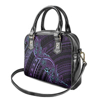 Teal Purple Polynesia Plumeria Tattoo Shoulder Handbag