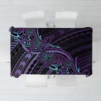 Teal Purple Polynesia Plumeria Tattoo Tablecloth