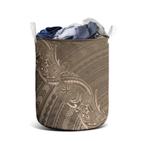 Brown Polynesia Plumeria Tattoo Laundry Basket