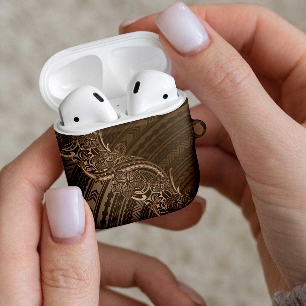 Brown Polynesia Plumeria Tattoo AirPods Case