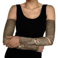 Brown Polynesia Plumeria Tattoo Arm Sleeves