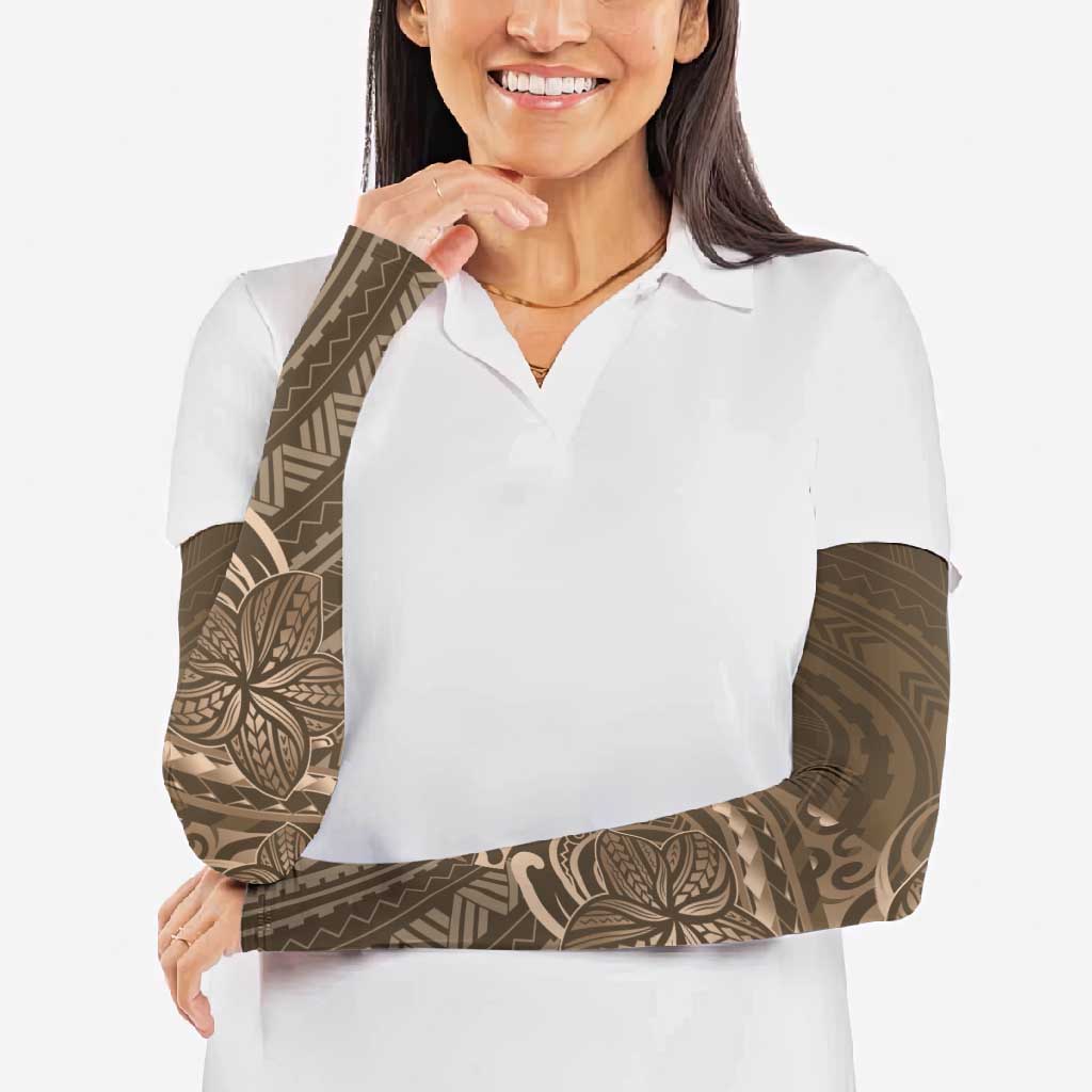 Brown Polynesia Plumeria Tattoo Arm Sleeves