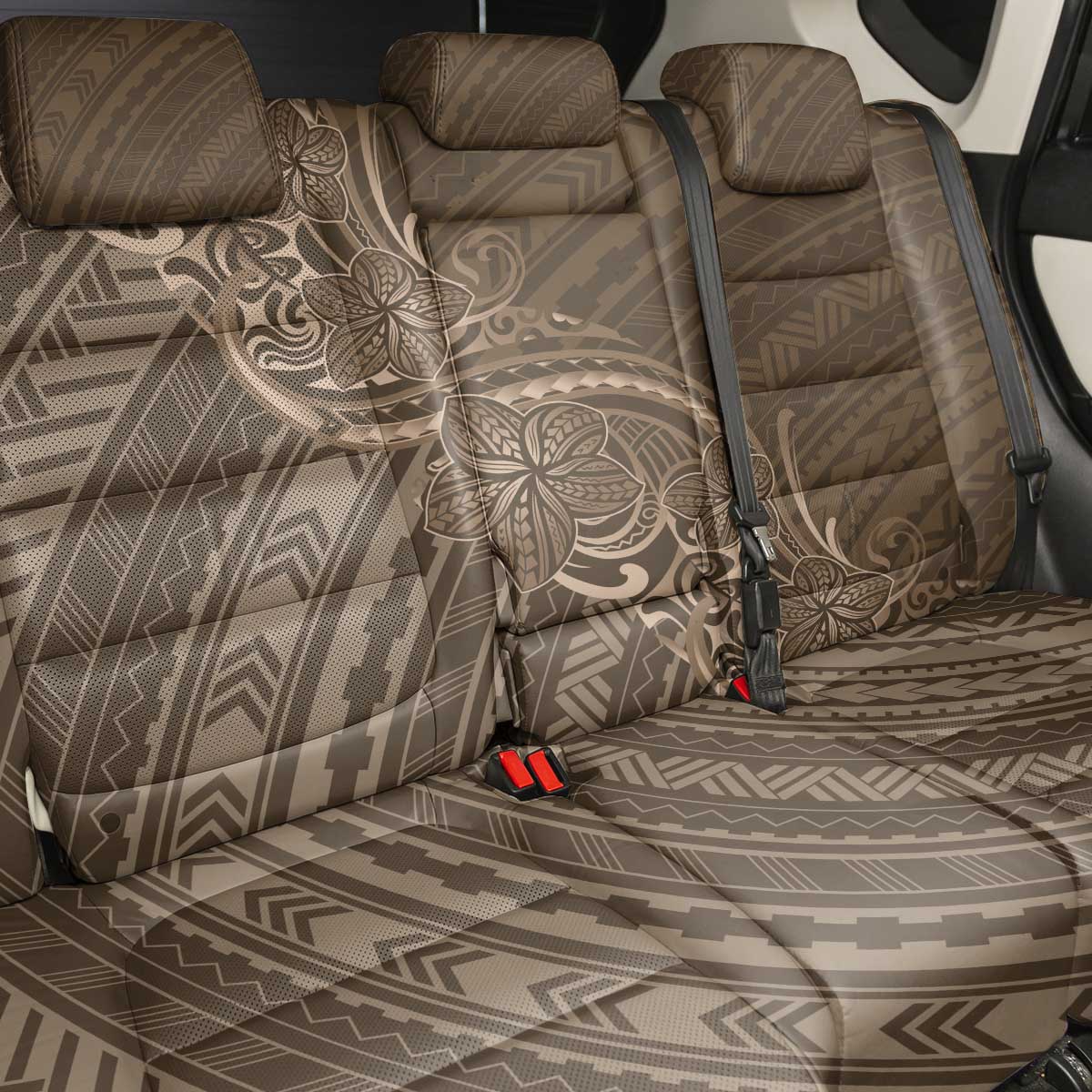 Brown Polynesia Plumeria Tattoo Back Car Seat Cover