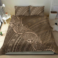 Brown Polynesia Plumeria Tattoo Bedding Set