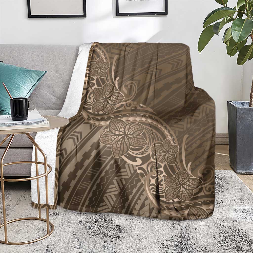 Brown Polynesia Plumeria Tattoo Blanket