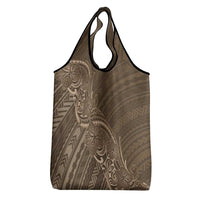 Brown Polynesia Plumeria Tattoo Grocery Bag