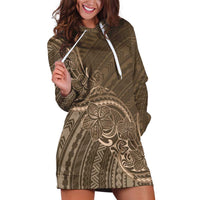Brown Polynesia Plumeria Tattoo Hoodie Dress