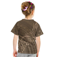 Brown Polynesia Plumeria Tattoo Kid T Shirt