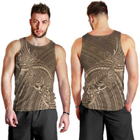 Brown Polynesia Plumeria Tattoo Men Tank Top