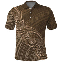 Brown Polynesia Plumeria Tattoo Polo Shirt