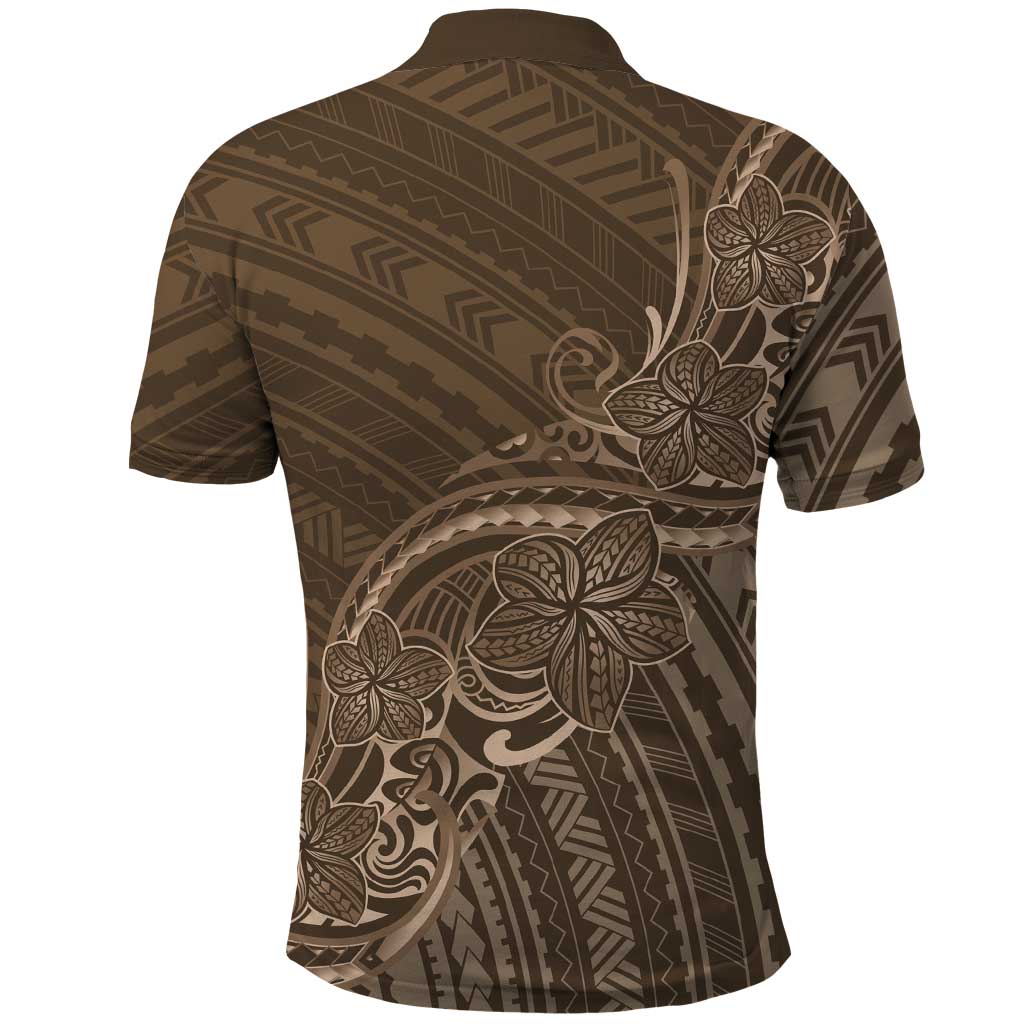 Brown Polynesia Plumeria Tattoo Polo Shirt