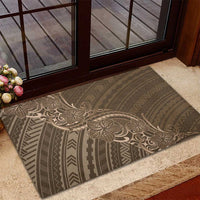 Brown Polynesia Plumeria Tattoo Rubber Doormat