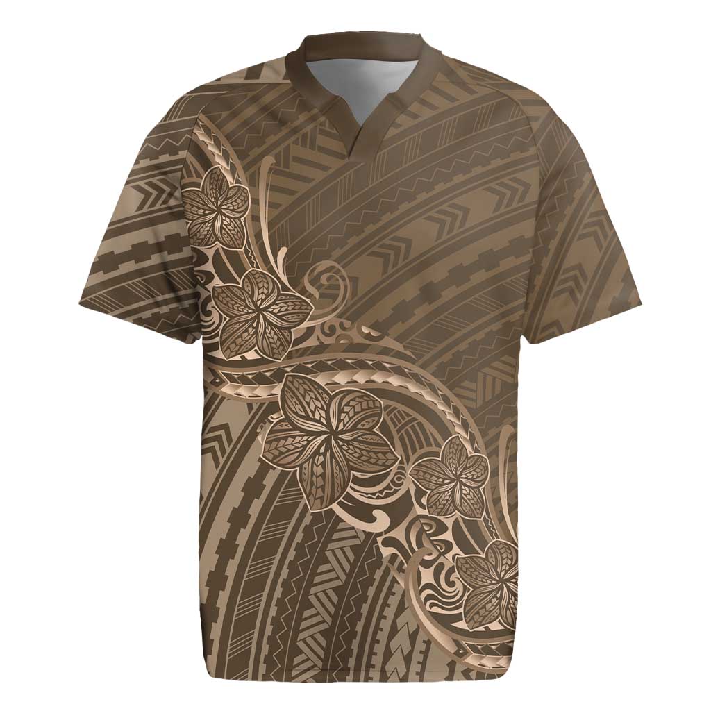 Brown Polynesia Plumeria Tattoo Rugby Jersey