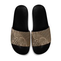 Brown Polynesia Plumeria Tattoo Slide Sandals