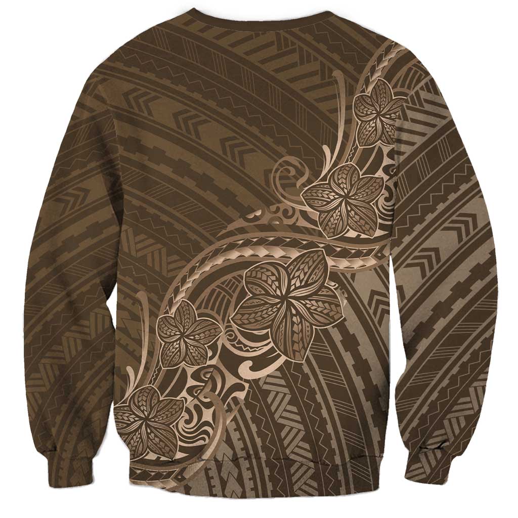 Brown Polynesia Plumeria Tattoo Sweatshirt