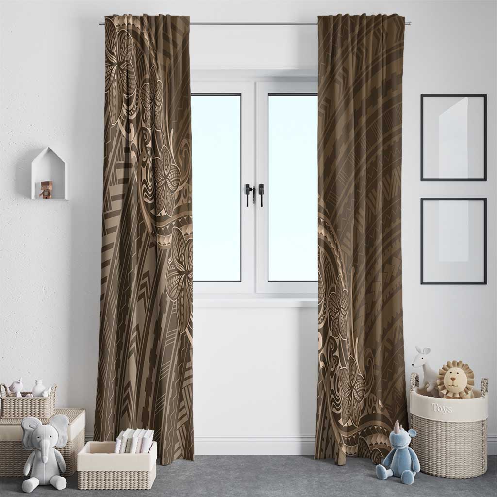 Brown Polynesia Plumeria Tattoo Window Curtain