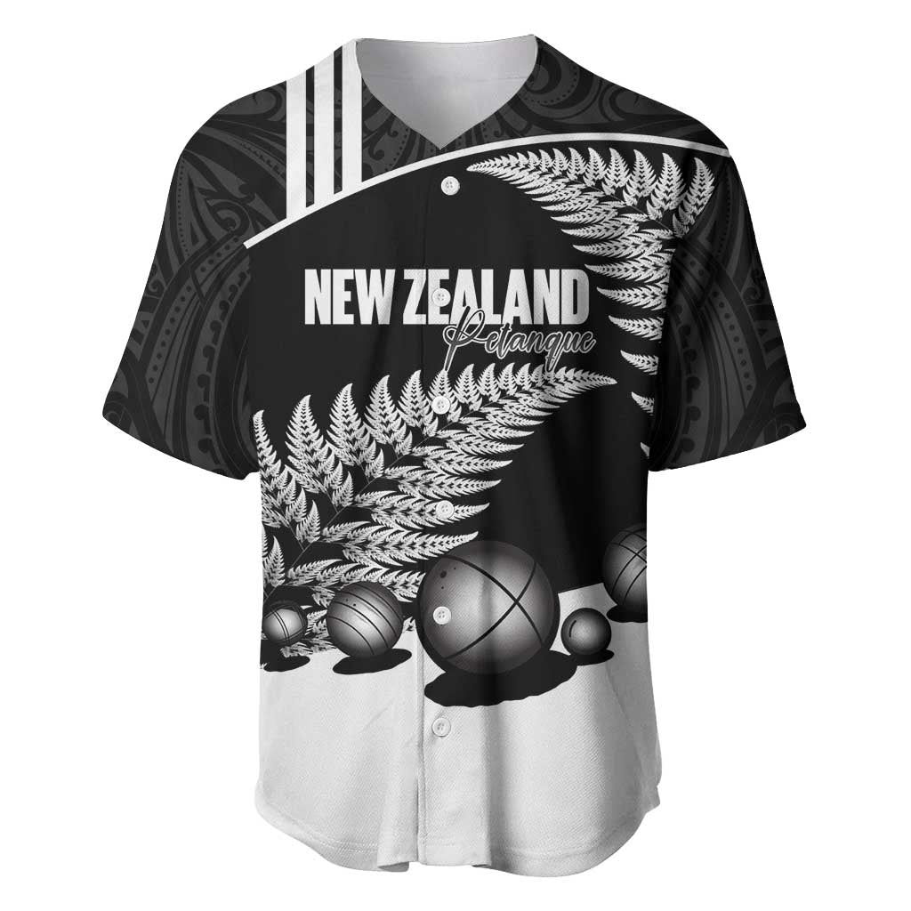 Custom New Zealand Silver Fern Petanque Baseball Jersey Aotearoa Maori Pattern
