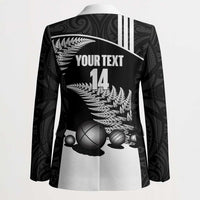 Custom New Zealand Silver Fern Petanque Blazer Aotearoa Maori Pattern