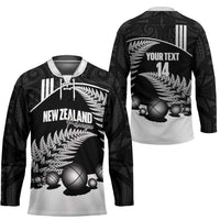 Custom New Zealand Silver Fern Petanque Hockey Jersey Aotearoa Maori Pattern