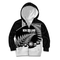 Custom New Zealand Silver Fern Petanque Kid Hoodie Aotearoa Maori Pattern