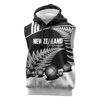 Custom New Zealand Silver Fern Petanque Sleeveless Hoodie Aotearoa Maori Pattern