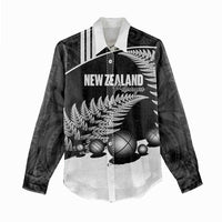 Custom New Zealand Silver Fern Petanque Women Casual Shirt Aotearoa Maori Pattern
