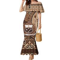 Samoa Siapo Family Matching Mermaid Dress and Hawaiian Shirt Happy Independence Day Vintage Vibes LT14 Mom's Dress Brown - Polynesian Pride
