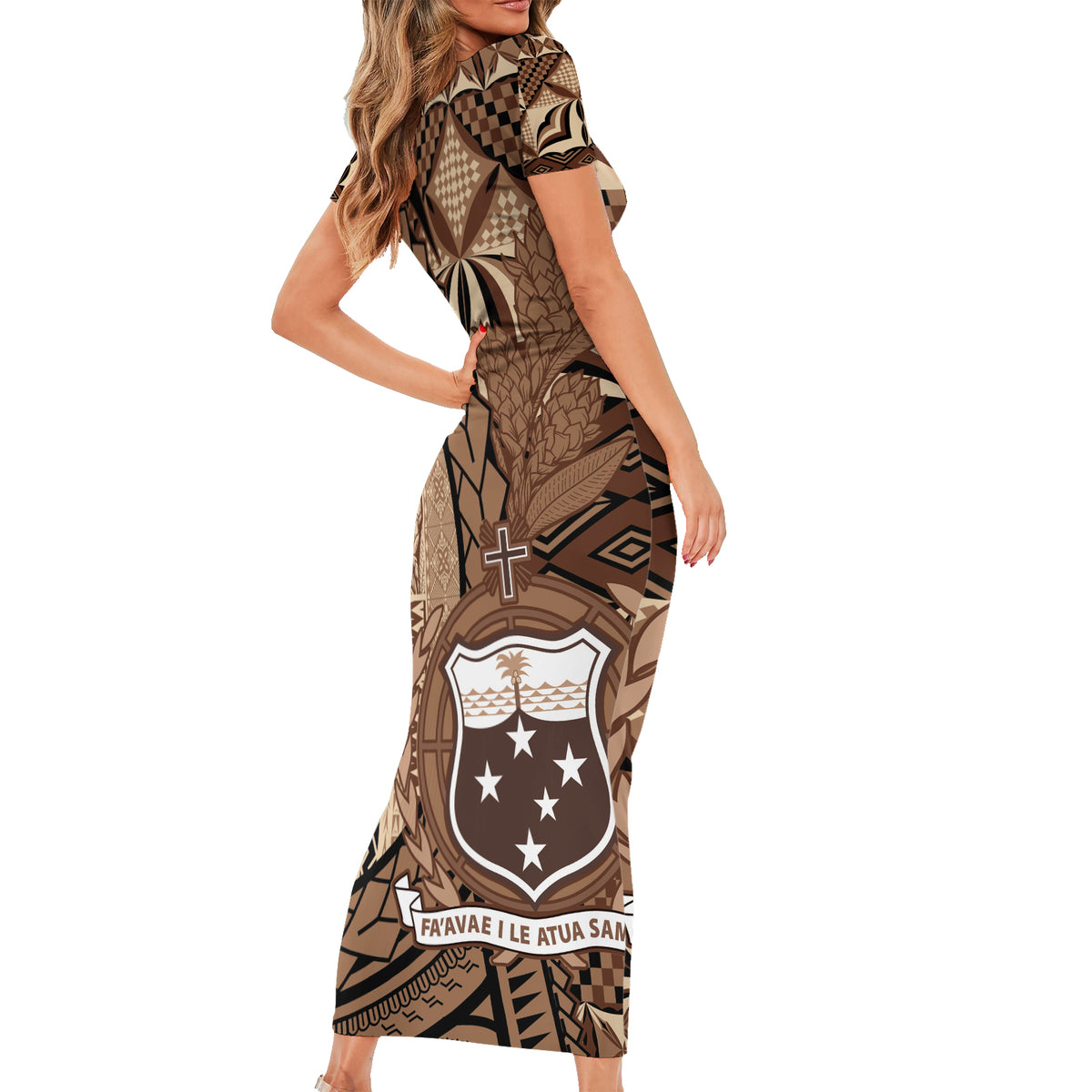 Samoa Siapo Family Matching Short Sleeve Bodycon Dress and Hawaiian Shirt Happy Independence Day Vintage Vibes LT14 - Polynesian Pride