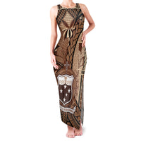Samoa Siapo Family Matching Tank Maxi Dress and Hawaiian Shirt Happy Independence Day Vintage Vibes LT14 Mom's Dress Brown - Polynesian Pride