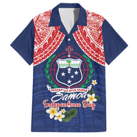 Samoan Independence Day Family Matching Long Sleeve Bodycon Dress and Hawaiian Shirt Manuia Le Tutoatasi O Samoa LT14 Dad's Shirt - Short Sleeve Blue - Polynesian Pride