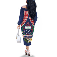 Samoan Independence Day Family Matching Off The Shoulder Long Sleeve Dress and Hawaiian Shirt Manuia Le Tutoatasi O Samoa LT14 - Polynesian Pride