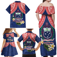 Samoan Independence Day Family Matching Off Shoulder Maxi Dress and Hawaiian Shirt Manuia Le Tutoatasi O Samoa LT14 - Polynesian Pride