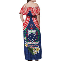 Samoan Independence Day Family Matching Off Shoulder Maxi Dress and Hawaiian Shirt Manuia Le Tutoatasi O Samoa LT14 - Polynesian Pride