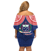 Samoan Independence Day Family Matching Off Shoulder Short Dress and Hawaiian Shirt Manuia Le Tutoatasi O Samoa LT14 - Polynesian Pride