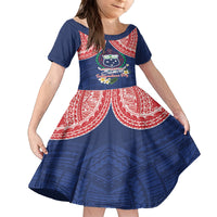 Samoan Independence Day Family Matching Tank Maxi Dress and Hawaiian Shirt Manuia Le Tutoatasi O Samoa LT14 Daughter's Dress Blue - Polynesian Pride