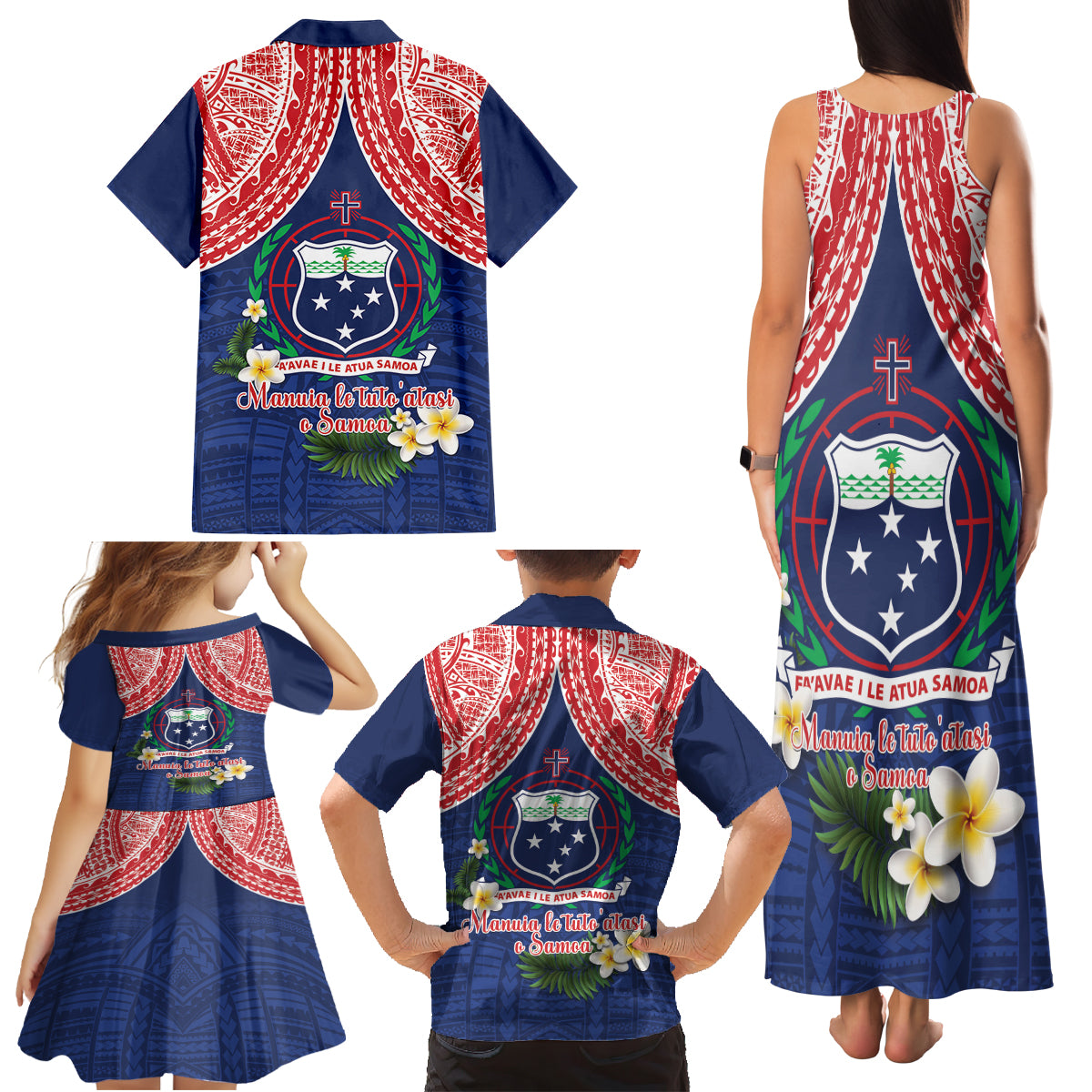 Samoan Independence Day Family Matching Tank Maxi Dress and Hawaiian Shirt Manuia Le Tutoatasi O Samoa LT14 - Polynesian Pride
