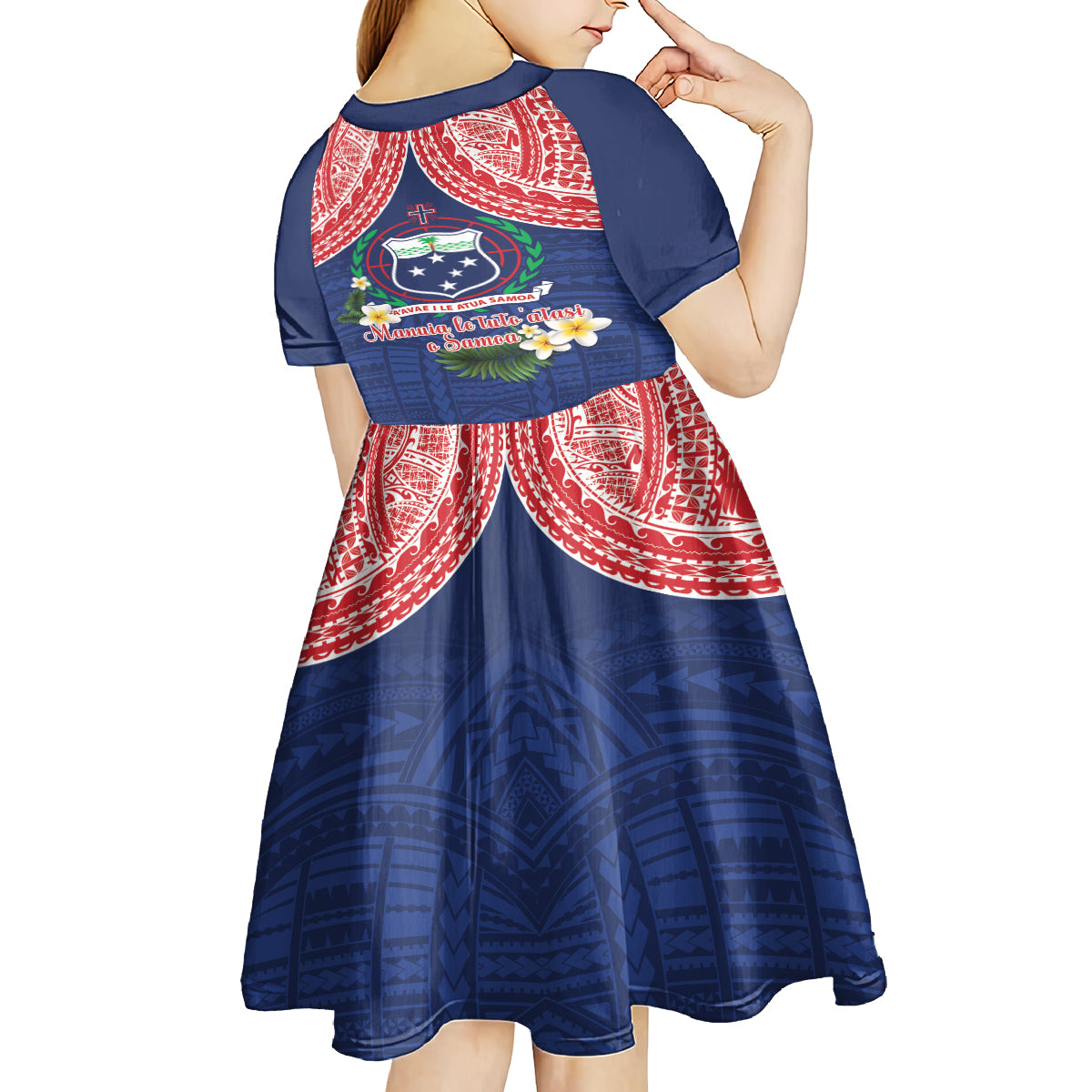Samoan Independence Day Kid Short Sleeve Dress Manuia Le Tutoatasi O Samoa