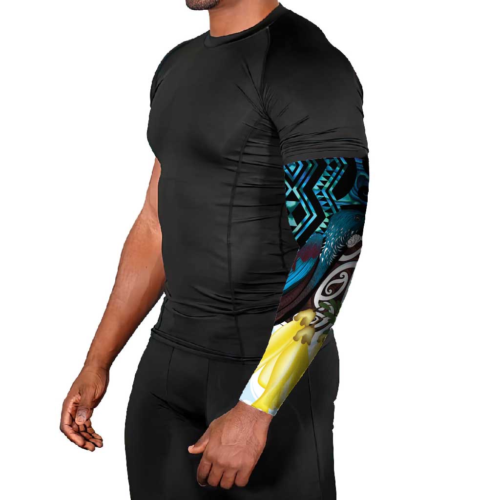 New Zealand Silver Fern Tui Bird Arm Sleeves Maori Kowhai Paua Shell Taniko Motifs LT14 - Polynesian Pride