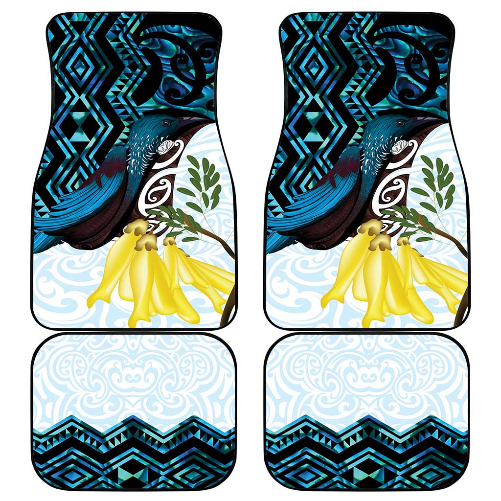 New Zealand Silver Fern Tui Bird Car Mats Maori Kowhai Paua Shell Taniko Motifs LT14 - Polynesian Pride