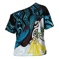 New Zealand Silver Fern Tui Bird Cross Shoulder Shirt Maori Kowhai Paua Shell Taniko Motifs LT14 - Polynesian Pride