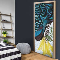 New Zealand Silver Fern Tui Bird Door Cover Maori Kowhai Paua Shell Taniko Motifs LT14 - Polynesian Pride