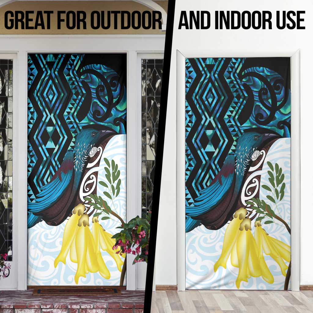 New Zealand Silver Fern Tui Bird Door Cover Maori Kowhai Paua Shell Taniko Motifs LT14 - Polynesian Pride