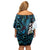 New Zealand Silver Fern Tui Bird Family Matching Off Shoulder Short Dress and Hawaiian Shirt Maori Kowhai Paua Shell Taniko Motifs