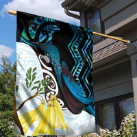 New Zealand Silver Fern Tui Bird Garden Flag Maori Kowhai Paua Shell Taniko Motifs LT14 - Polynesian Pride